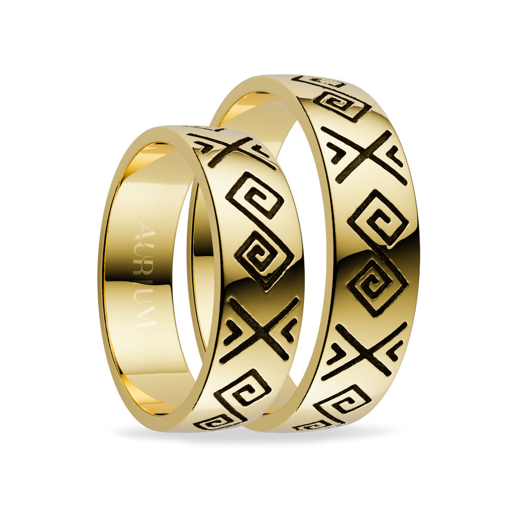 svadobne obrucky s folklornym vzorom zlte zlato AURIUM AU7609-Y